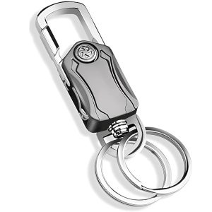 dhaval 5 in 1 stylish keychain for women & men 360° rotation carabiner with bottle opener, phone holder, and decompression spinner durable zinc alloy multi functional keychain bike and car, silver